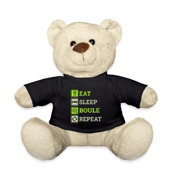 Eat Sleep Boule Repeat Lustige Boccia Sprüche - Teddy - Schwarz - Vorne