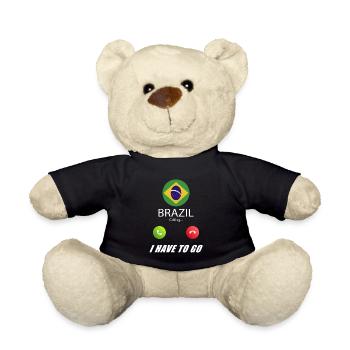 Brasilien ruft an Lusiger Flaggen Spruch - Teddy - Schwarz - Vorne
