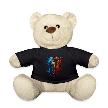 Tuba Red Blue Fire Musical Instrument Fire Art - Teddy Bear - black - Front