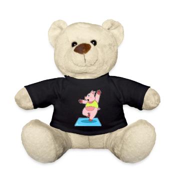 Schwein Yoga Fitness Gymnastik - Teddy - Schwarz - Vorne