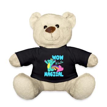 WOW C’est tellement magique Génial Licorne T-Shirt - Nounours - noir - Devant