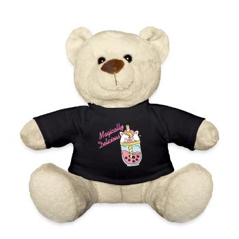 Magically Delicious Funny Boba Unicorn T-Shirt - Teddy - Schwarz - Vorne