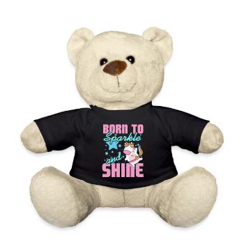 Born To Sparkle And Shine Cute Unicorn T-Shirt - Teddy - Schwarz - Vorne