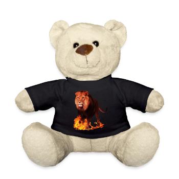 Löwe wildes Tier auf Feuer - Teddy - Schwarz - Vorne