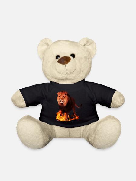 Lion wild animal on fire - Teddy Bear - black