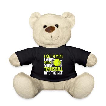 Tennis ball hits the net Funny sports players - Teddy Bear - black - Front