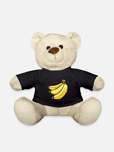 Retro Pixel Banana - Teddy Bear - black