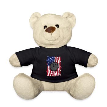 Bowling Torn American Flag - Teddy Bear - black - Front