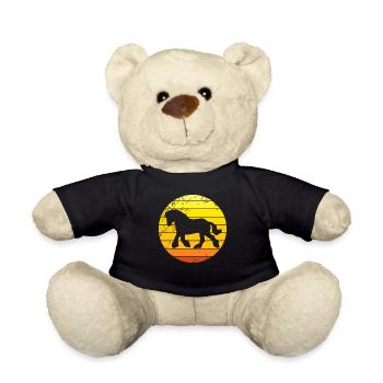Clydesdale Pferd retro Zugpferd Motiv - Teddy - Schwarz - Vorne