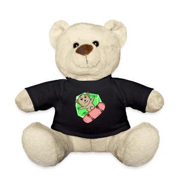 Chat Abyssin chat comme patineur avec skateboard - Nounours - noir - Devant