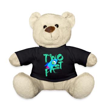 Two Fast Rocket Frog Space 2 Years 2nd Birthday - Teddy Bear - black - Front