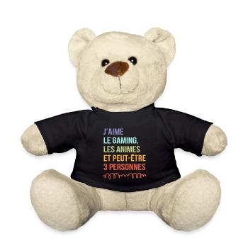 J'aime Le Gaming Les Animes Et Peut Être 3Personne - Nounours - noir - Devant