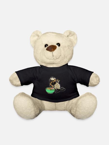 Japanese Noodles Kawaii Ramen Bowl Ferret - Teddy Bear - black