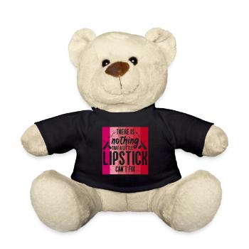Lipstick Makes Everything Better - Teddy Bear - black - Front