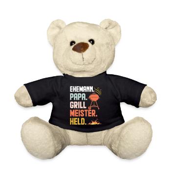 Ehemann Papa Grillmeister Held Retro - Teddy - Schwarz - Vorne