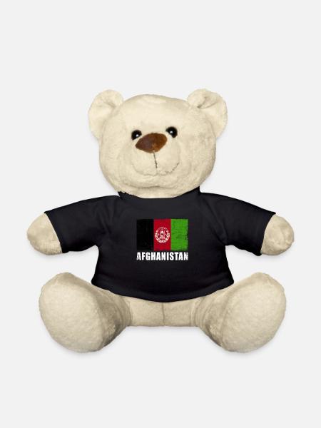 Afghanistan Flag Grunge Afghanistan Flag - Teddy Bear - black