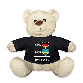 Deutschland und Ruanda 100% Genial / Geschenk - Teddy - Schwarz - Vorne