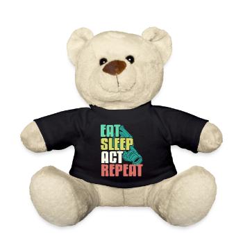 Retro Vintage Eat Sleep Act Repeat Funny Tea - Teddy Bear - black - Front
