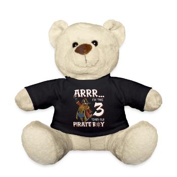 Pirate Boy 3 year old pirate 3rd birthday - Teddy Bear - black - Front
