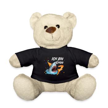 Ich bin schon 7. Kindergeburtstag Hai - Teddy - Schwarz - Vorne