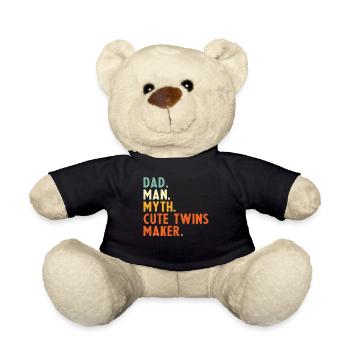 Twin Father Saying Papa Man Myth Cute - Teddy Bear - black - Front