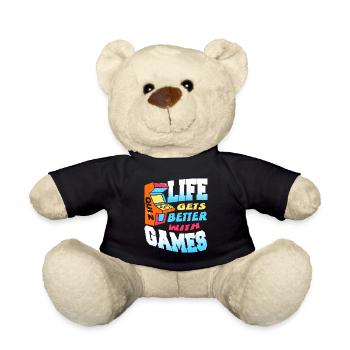 Life Gets Better With Games Retro Quiz Gamer - Teddy Bear - black - Front