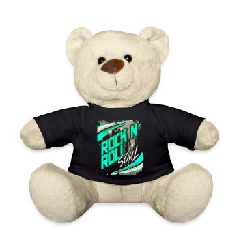 RockNRoll Typography, Grunge Design Poster - Teddy Bear - black - Front