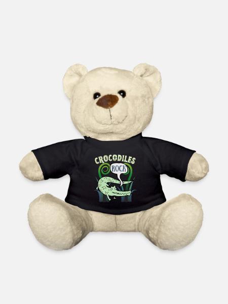 Krokodil-Crocodile, lustiger Spruch, Cartoon-Style - Teddy - Schwarz