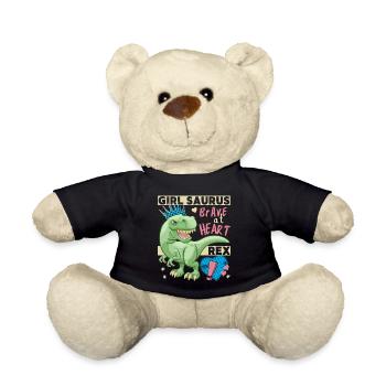 Fille dinosaure, fille dinosaure, drôle de dinosaure - Nounours - noir - Devant