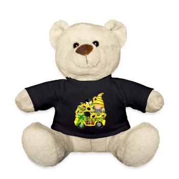 Sunflower Truck Clipart Gnome - Teddy Bear - black - Front