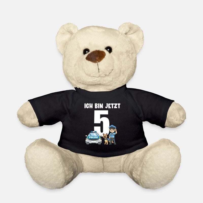 5 Geburtstag Polizei Shirt - 5 Jahre Junge - Teddy - Schwarz
