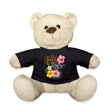 Tropische Blüten, Tropical-Darling, Kalligrafie - Teddy - Schwarz - Vorne
