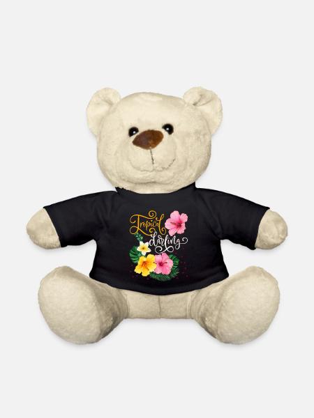 Tropische Blüten, Tropical-Darling, Kalligrafie - Teddy - Schwarz