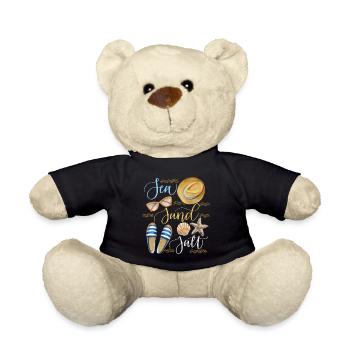Mer-Sable-Sel, vacances à la mer, plage, dicton - Nounours - noir - Devant