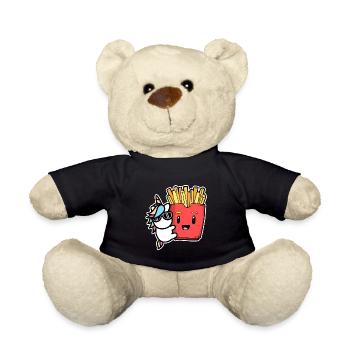 Pommes Frites Pommes Liebhaber Einhorn mit Pommes - Teddy - Schwarz - Vorne