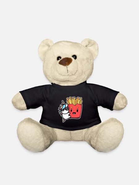 Pommes Frites Pommes Liebhaber Einhorn mit Pommes - Teddy - Schwarz
