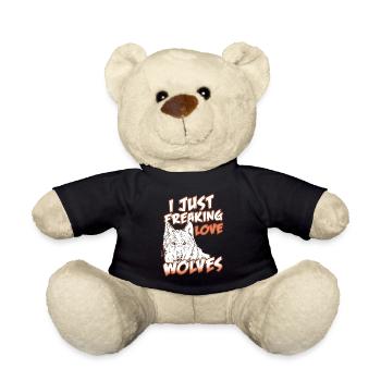 Retro I Just Freaking Love WOLVES Cool T-Shirt - Teddy - Schwarz - Vorne