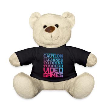 Attention J’ai appris à conduire à travers les jeux vidéo - Nounours - noir - Devant