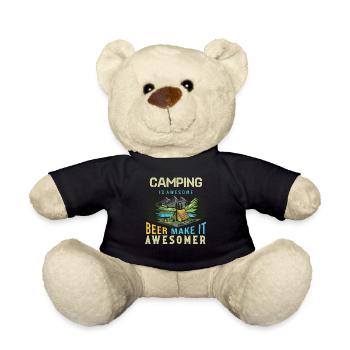 Camping Campingplatz zelten Zelt Wohnwagen Biere - Teddy - Schwarz - Vorne