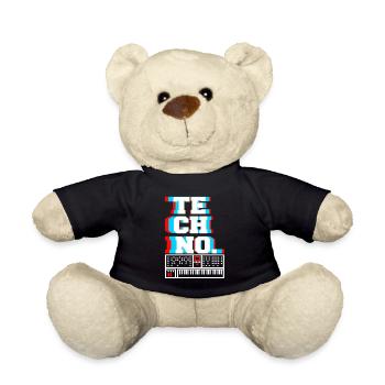 Techno rétro. T-shirt Old School génial - Nounours - noir - Devant