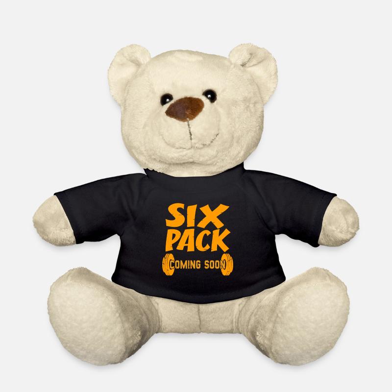 Retro Six Pack Coming Soon Awesome Gym T-Shirt - Teddy Bear - black