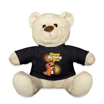 Dinosaure d’anniversaire, typographie de joyeux anniversaire - Nounours - noir - Devant