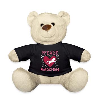 Pferde Mädchen Herz Liebe ReitenPony Reiter Stall - Teddy - Schwarz - Vorne