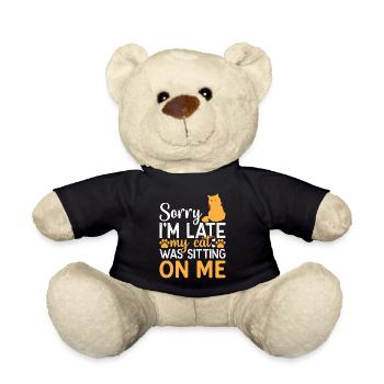 Sorry I'm late, my cat sa - Teddy Bear - black - Front