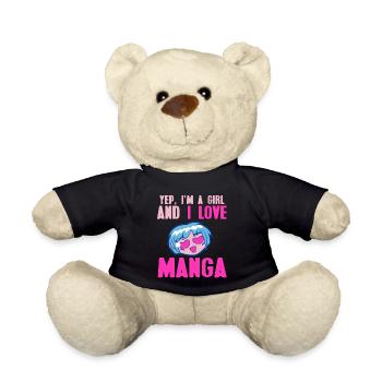 Yep I'm A Girl & I Love Manga Cute Manga Lover - Teddy Bear - black - Front