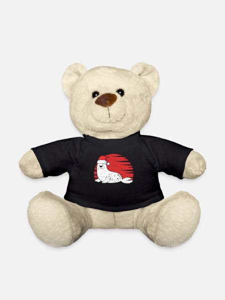 Robbe Weihnachtsmann Mütze Tierliebhaber Weihnacht - Teddy - Schwarz