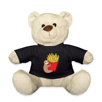Pommes Frites Pommes Liebhaber Faultier mit Pommes - Teddy - Schwarz - Vorne