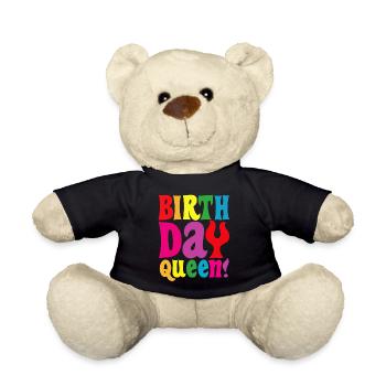 Fille Anniversaire Anniversaire Reine! Fille - Nounours - noir - Devant