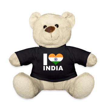 Ich liebe Indien Herz Flagge Indien - Teddy - Schwarz - Vorne