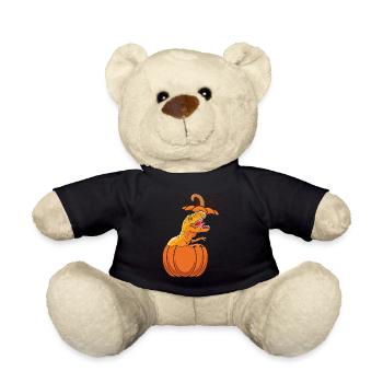 Pumpkin Dino Halloween Pumpkin Dinosaur - Teddy Bear - black - Front